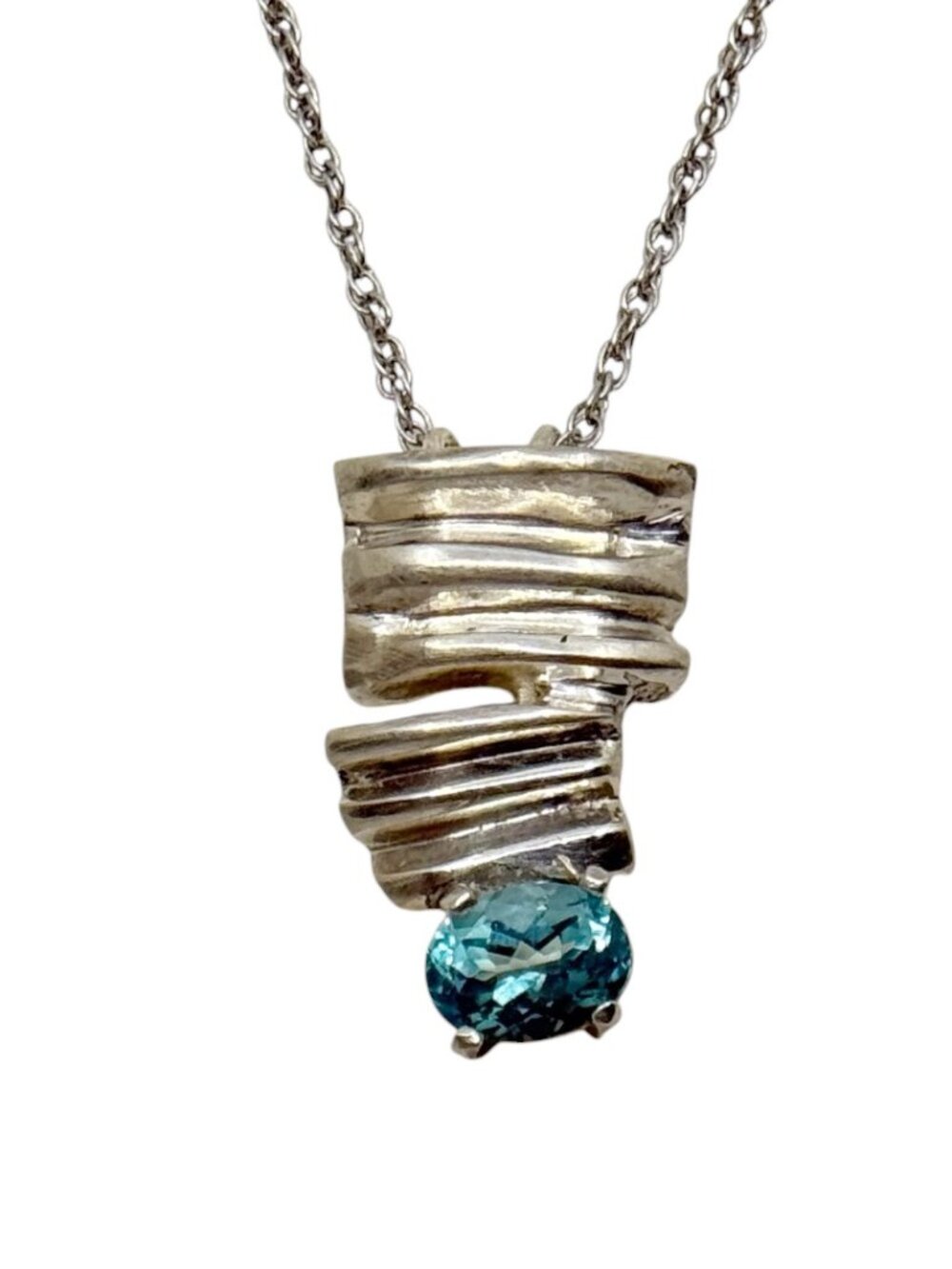 Modernist 925 sterling silver blue topaz pendant - GM1239